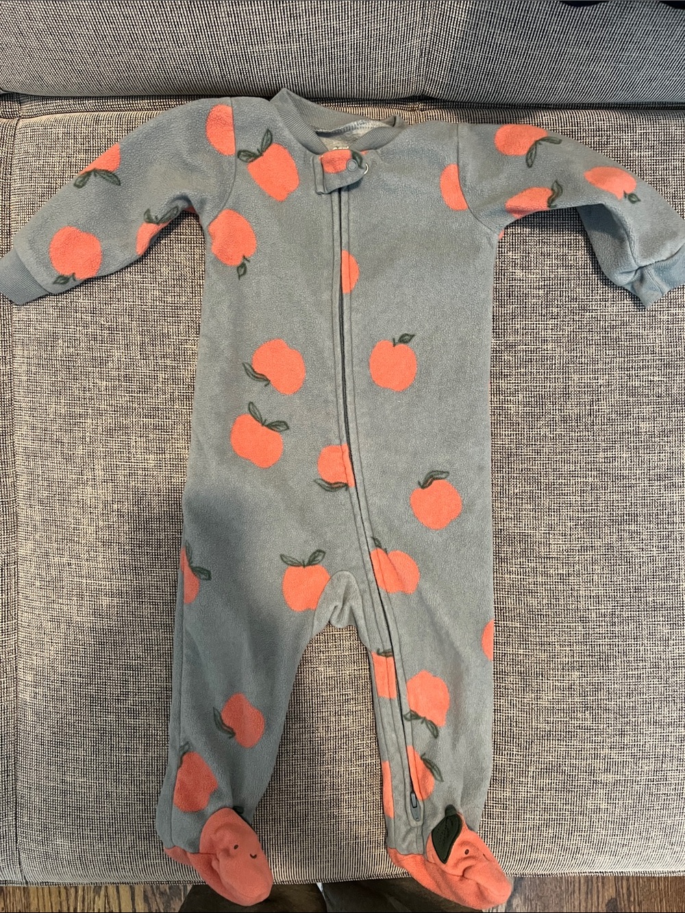 Carter’s Fleece 2-Way Zipper Footed Pajamas Apple Print